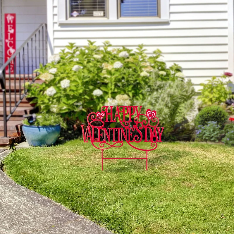 Glitzhome® 23.25" Metal Happy Valentine's Day Yard Stake