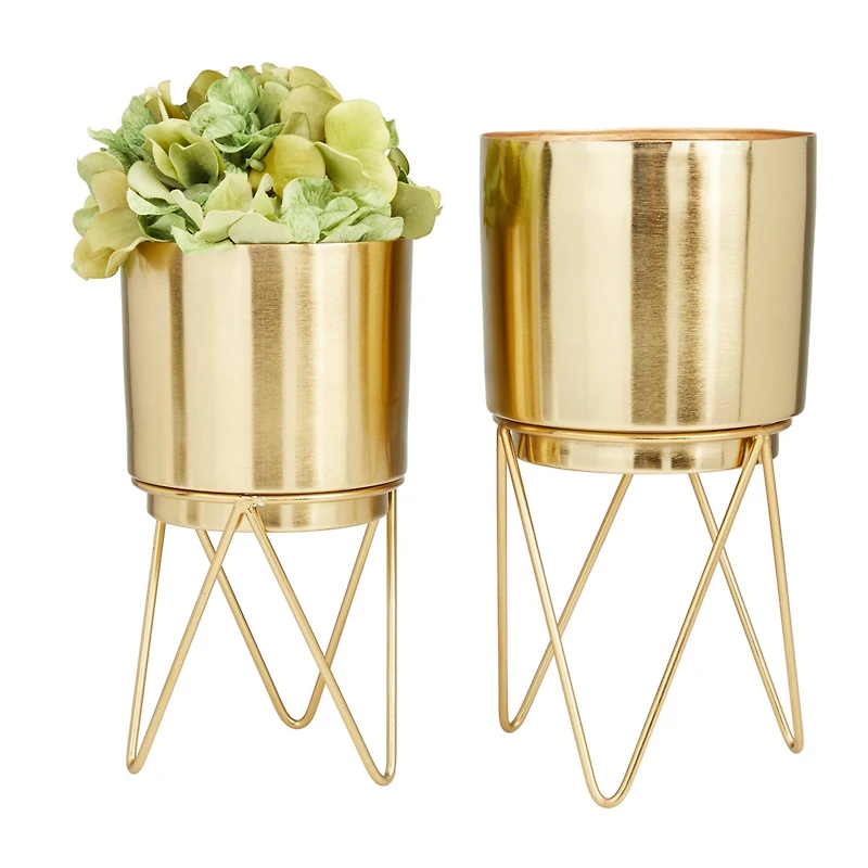 Gold Modern Planter, Set of 2" 6", 6"