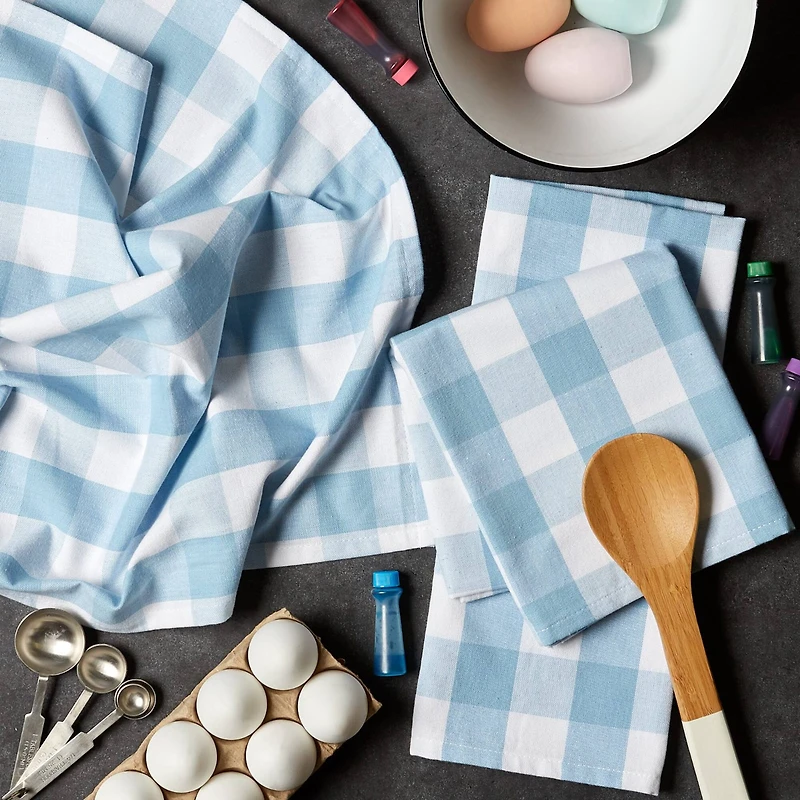 DII® Light Blue Buffalo Check Dishtowel, 3ct.