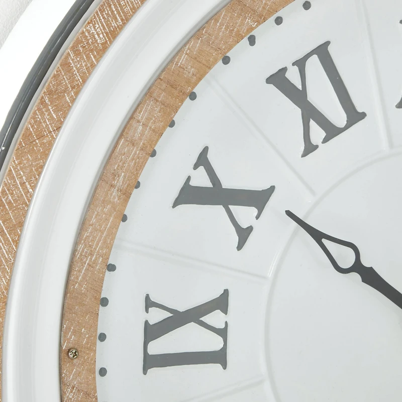 White Farmhouse Metal Wall Clock, 24" x 24"