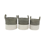 White Seagrass Contemporary Storage Basket Set