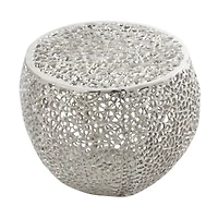 19" Silver Aluminum Abstract Coral Accent Table