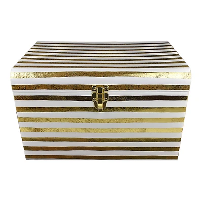 White & Gold Stripes Decorative Trunk by Ashland