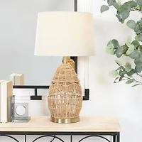 Brown Wicker Handmade Woven Table Lamp