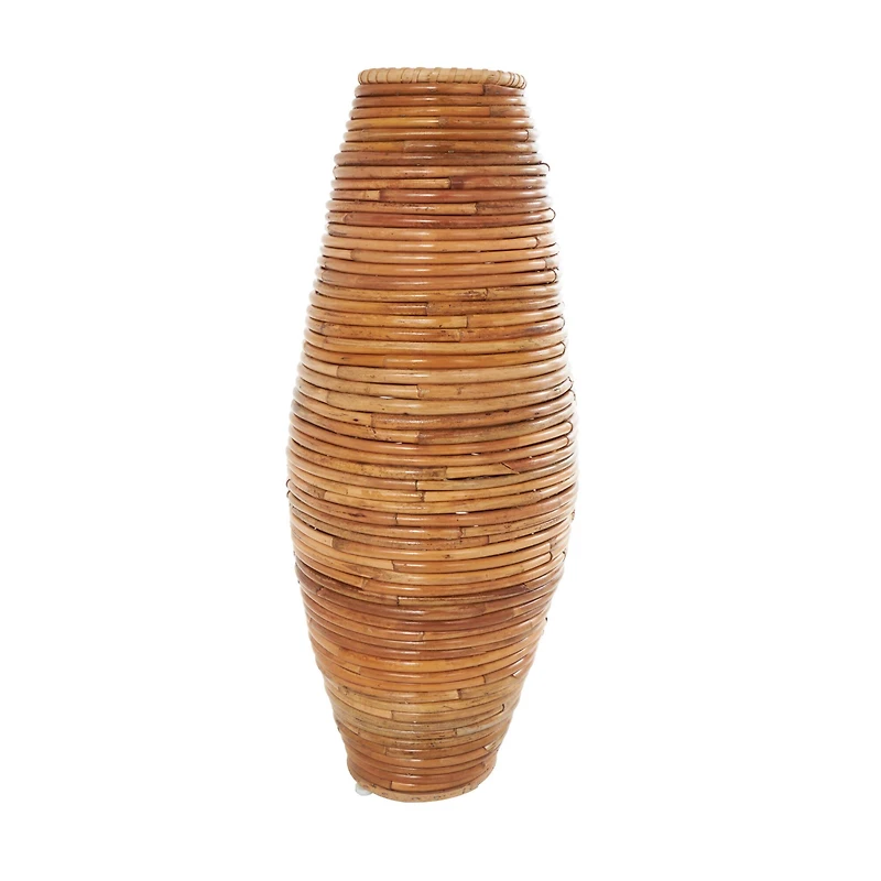 28" Brown Rattan Handmade Wrapped Vase