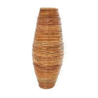 28" Brown Rattan Handmade Wrapped Vase