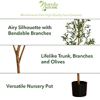 5ft. Potted Artificial Olive Tree with Natural Trunk