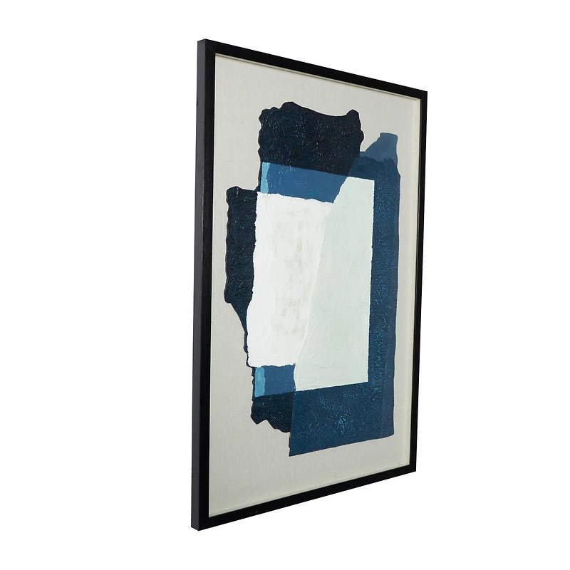 The Novogratz Gray & Blue Mixed Media Framed Canvas Wall Art