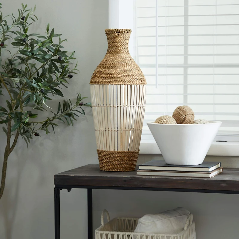 Brown Seagrass Handmade Tall Woven Floor Vase