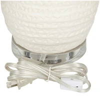 Cream Ceramic Gourd Style Base Table Lamp with Drum Shade 14" x 14" x 25"