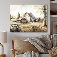 Designart 'Beautiful Barn In Spring II' Farmhouse / Country Canvas Wall Art