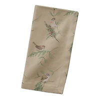 Pine Birds on Brown Cotton Twill Napkin