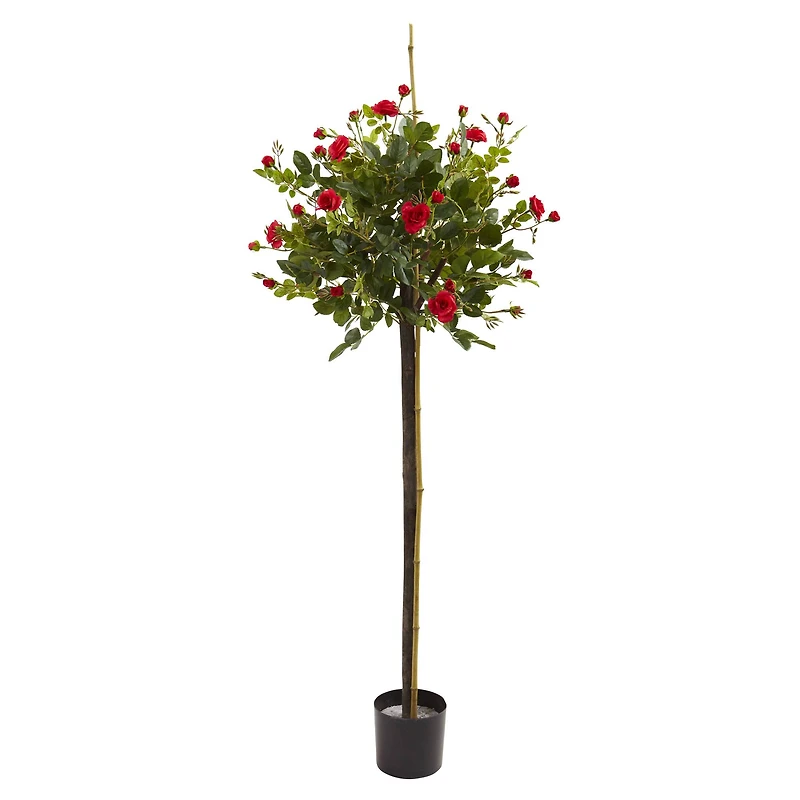 3ft. Potted Red Rose Topiary Silk Tree