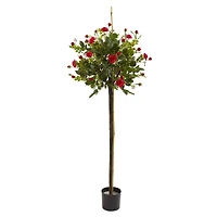 3ft. Potted Red Rose Topiary Silk Tree