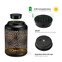 Glitzhome® 8.75" Metal Cutout Solar Powered Hanging Lantern Set