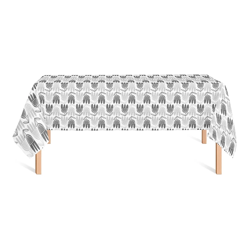 Mid Mod Gray Florals Tablecloth