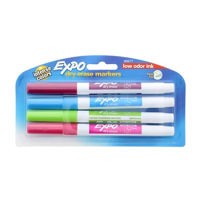 12 Packs: 4 ct. (48 total) Expo® Low Odor Fine Tip Tropical Color Dry Erase Marker Set