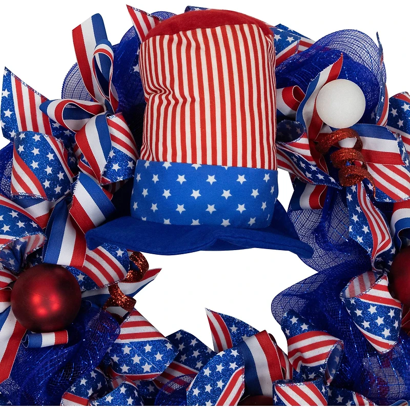 24" Patriotic Hat Wreath with Dangling Legs
