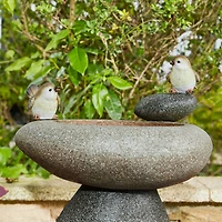 Glitzhome® 20.75" Zen-Style Faux Stone Texture Outdoor Birdbath Fountain with LED Light