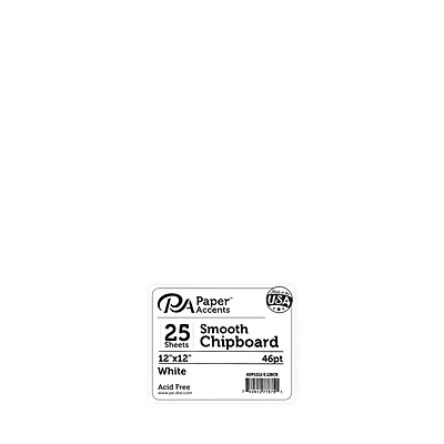 PA Paper™ Accents White 12" x 12" 46pt. Smooth Chipboard, 25 Pieces