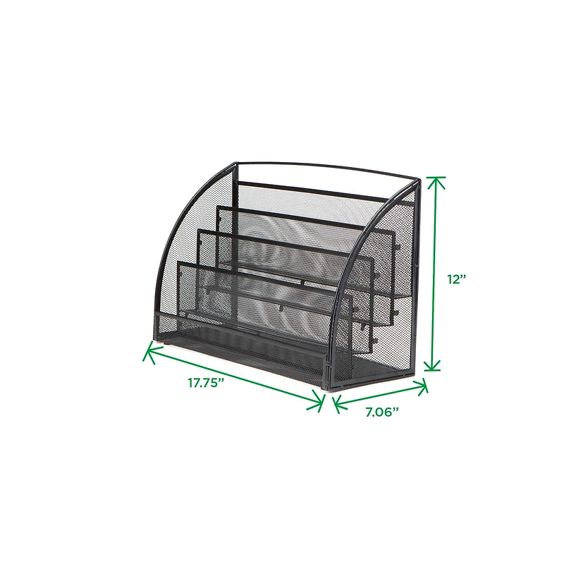 Mind Reader Black 4 Pocket Metal Mesh Newspaper & Magazine Rack