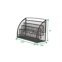 Mind Reader Black 4 Pocket Metal Mesh Newspaper & Magazine Rack