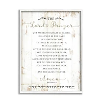 Stupell Industries The Lords Prayer Our Father Rustic Distressed White Wood Look Framed Wall Art