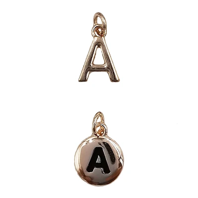 12 Packs: 2ct. (24 total) Charmalong™ Rose Gold Plated Letter Charm by Bead Landing™