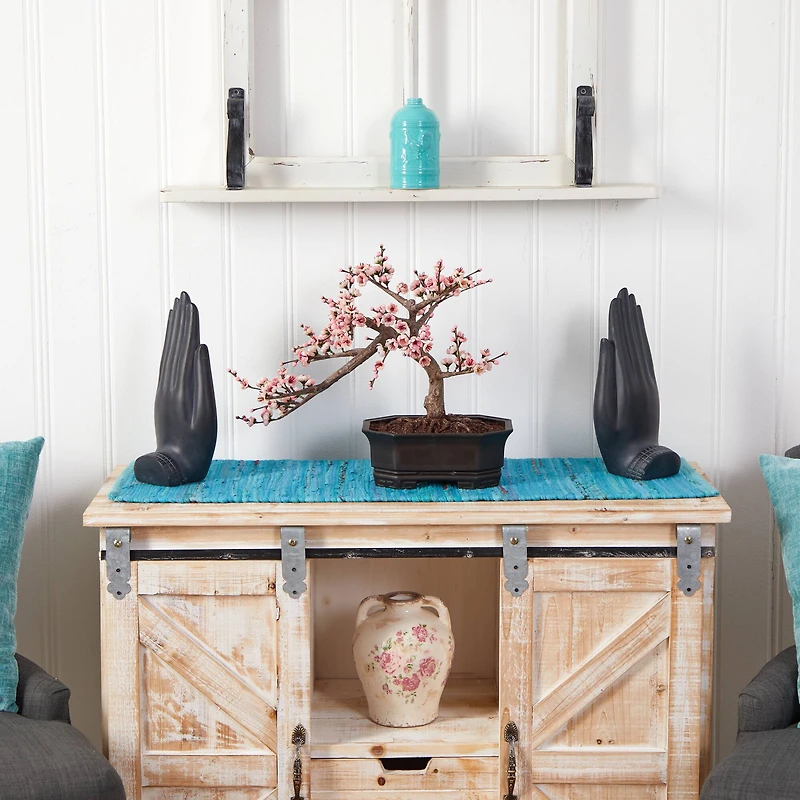 15" Potted Cherry Blossom Bonsai Silk Tree