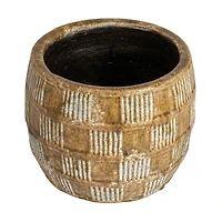Hello Honey® 9.5" Brown Embossed Crackle Terra Cotta Planter