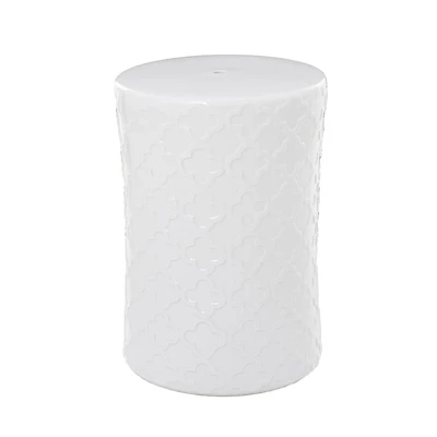 White Ceramic Contemporary Accent Table, 19" x 13" x 13"