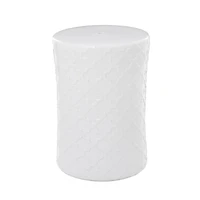 White Ceramic Contemporary Accent Table, 19" x 13" x 13"