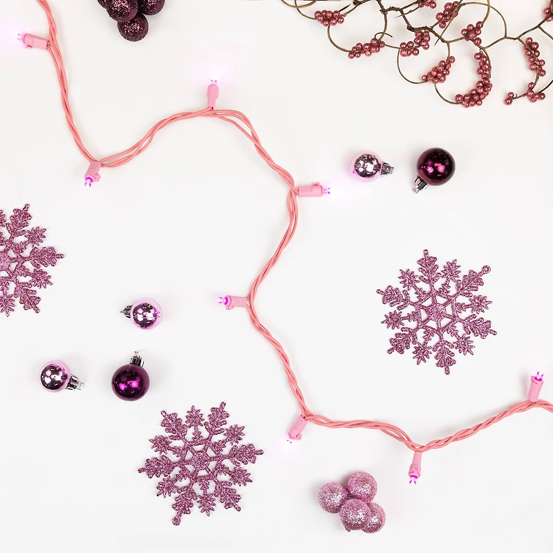 100ct Pink LED Wide Angle Valentine's Day Lights 33ft Pink Wire