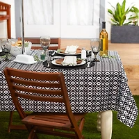 Black Ikat Outdoor Tablecloth With Zipper 60" x 84"