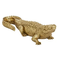 16" Gold Traditional Crocodile Sculpture