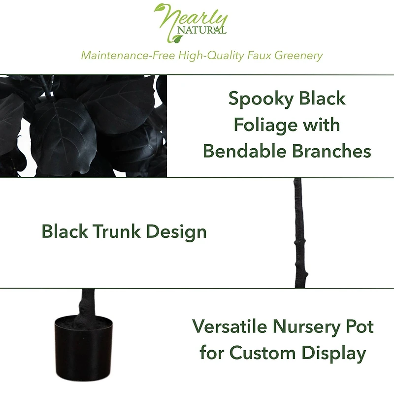 5ft. Artificial Halloween Black Fiddle Leaf Tree
