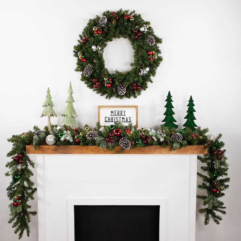 30" Pre-Lit Christmas Artificial Canadian Pine Wreath