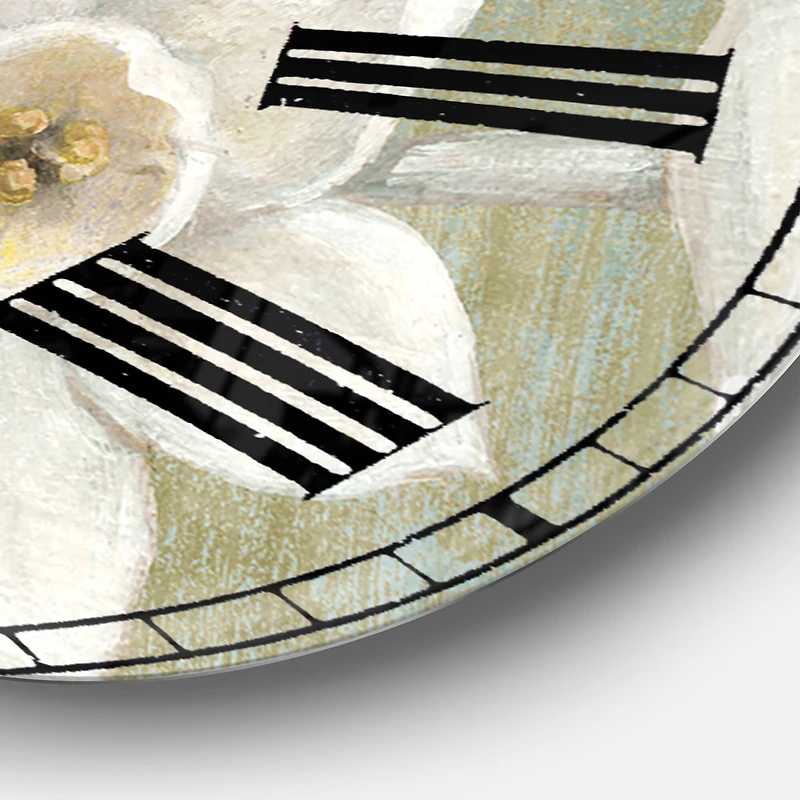 Designart 'Pure Pastel White Flowers Traditional Wall Clock