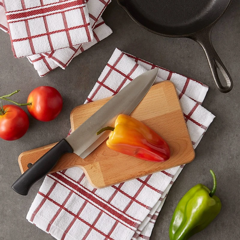 DII® Barn Red Windowpane Terry Dishtowels, 4ct.