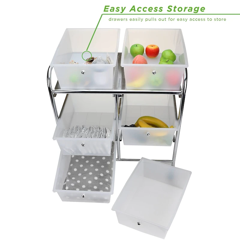 Mind Reader White 6 Drawer Rolling Utility Cart