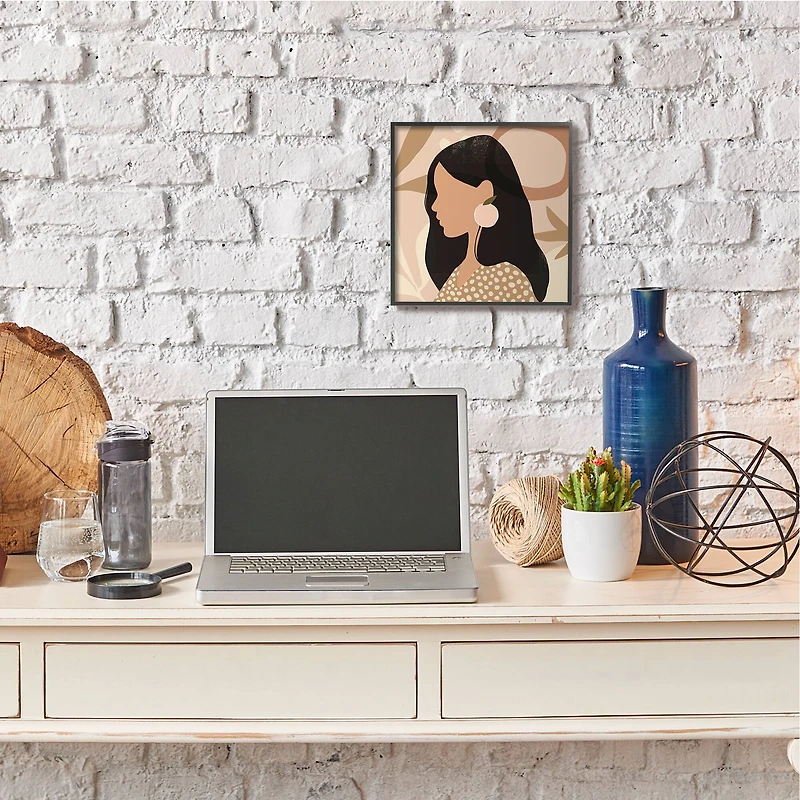 Stupell Industries Woman With Peach Earring Black Framed Wall Art