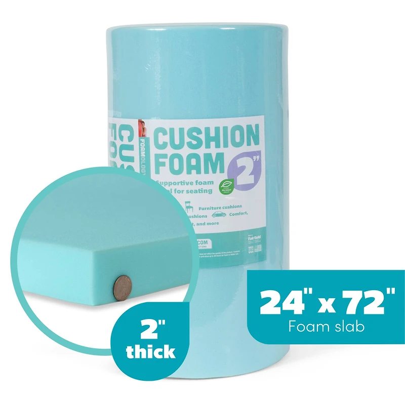 Fairfield™ Cushion Foam Slab, 24" x 72" x 2"