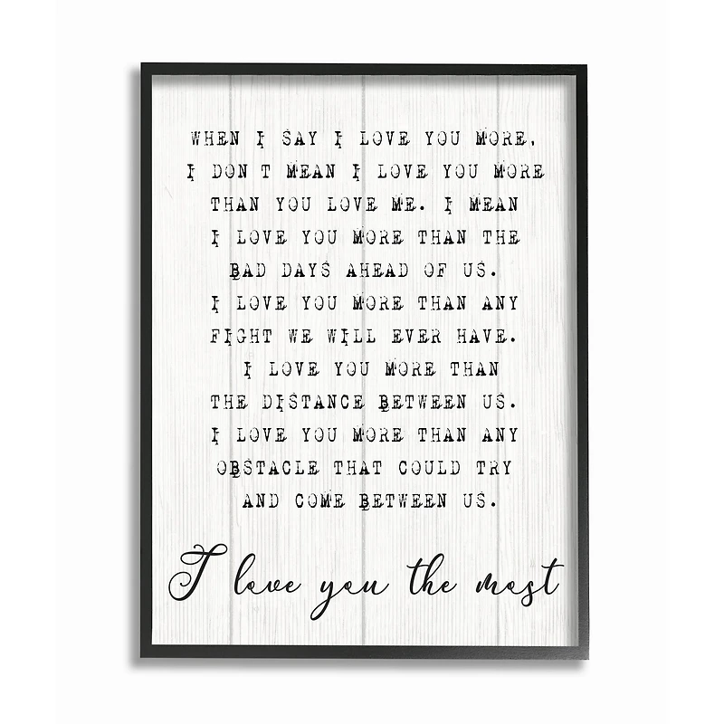 Stupell Industries I Love You The Most Inspirational Black Framed Wall Art