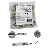 C-Line® Clear Spring Clip Retracting ID Card Reels, 12ct.
