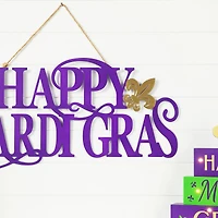 Glitzhome® 24" Metal "HAPPY MARDI GRAS" Wall Decor