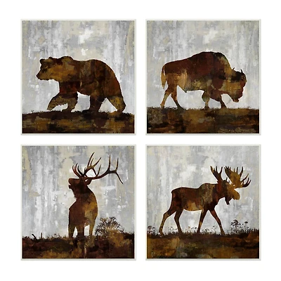 Stupell Industries 4 Panel Woodland Animals Wooden Wall Plaque