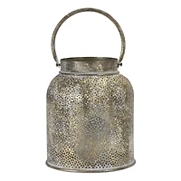 9" Gold & Green Metal Candle Holder Set