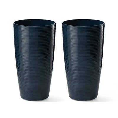 Glitzhome® 22.5" Turquoise Faux Ceramic Textured Planters, 2ct.