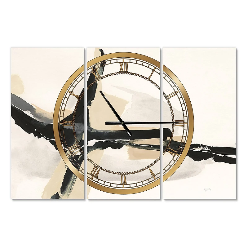 Designart 'Creamy Tan Form Ii Modern Multipanel Wall Clock