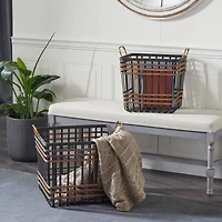 Black Seagrass Farmhouse Storage Basket Set